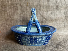 Load image into Gallery viewer, Vintage Blue and White Porcelain Basket - Freya's Trading Post