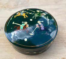 Load image into Gallery viewer, Vintage Kashmir Decorative Polo Scene Trinket Box with 6 Coasters - Freya's Trading Post