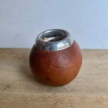 Load image into Gallery viewer, Vintage Handmade Decorative Gourd with Silver Metal Rim - Freya's Trading Post