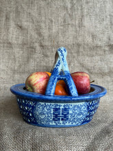 Load image into Gallery viewer, Vintage Blue and White Porcelain Basket - Freya's Trading Post