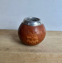 Load image into Gallery viewer, Vintage Handmade Decorative Gourd with Silver Metal Rim - Freya's Trading Post