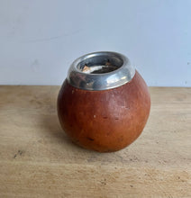 Load image into Gallery viewer, Vintage Handmade Decorative Gourd with Silver Metal Rim - Freya's Trading Post