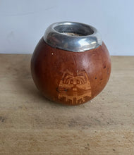 Load image into Gallery viewer, Vintage Handmade Decorative Gourd with Silver Metal Rim - Freya's Trading Post