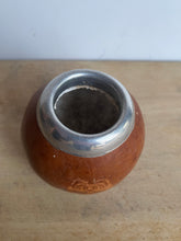 Load image into Gallery viewer, Vintage Handmade Decorative Gourd with Silver Metal Rim - Freya's Trading Post