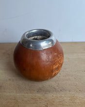 Load image into Gallery viewer, Vintage Handmade Decorative Gourd with Silver Metal Rim - Freya's Trading Post