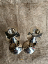 Load image into Gallery viewer, Vintage Pair of Silver Plated Twisted Ribbon Shape Candlesticks - Freya's Trading Post