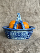 Load image into Gallery viewer, Vintage Blue and White Porcelain Basket - Freya's Trading Post