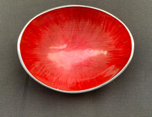 Load image into Gallery viewer, Vintage Stylish Red Enamel and Silver Plated Dish - Freya's Trading Post