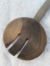 Load image into Gallery viewer, Hand Carved Wooden Salad Servers with Bone Handles - Freya's Trading Post