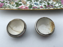 Load image into Gallery viewer, Beautiful Rare Vintage Crown Staffordshire ‘Thousand Flowers’ Design 2 Inkwell Pots - Freya's Trading Post