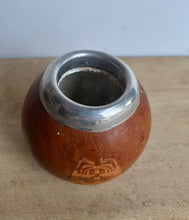 Load image into Gallery viewer, Vintage Handmade Decorative Gourd with Silver Metal Rim - Freya's Trading Post
