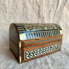 Load image into Gallery viewer, Wonderful Vintage Egyptian Mosaic Mother Of Pearl Inlay Wooden Storage Chest Box - Freya's Trading Post