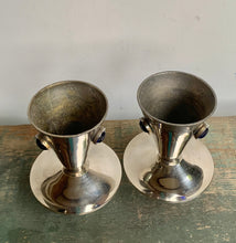 Load image into Gallery viewer, Stylish Pair of Vintage Silver Plated with Blue Cabochon Candlesticks - Freya's Trading Post