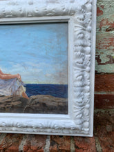 Load image into Gallery viewer, Charming Vintage Beach Scene in the style of 'Looking Out to Sea' by American Artist Sally Swatland - Freya's Trading Post