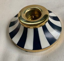 Load image into Gallery viewer, Super Stylish Pair of Navy and White Circus Candleholders - Freya's Trading Post