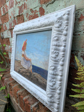 Load image into Gallery viewer, Charming Vintage Beach Scene in the style of 'Looking Out to Sea' by American Artist Sally Swatland - Freya's Trading Post