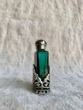 Load image into Gallery viewer, Beautiful Vintage First Impressions Green Perfume Bottle in an Art Nouveaux Style Design - Freya's Trading Post