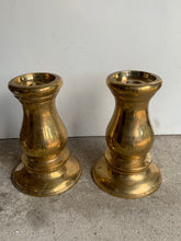 Load image into Gallery viewer, Pair of Vintage Brass, Bronze Patina Candlesticks - Freya's Trading Post