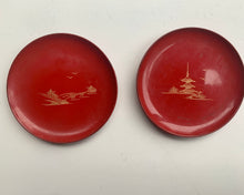 Load image into Gallery viewer, Vintage Complete Set of 6  Japanese Red Lacquer Coasters in a beautiful decorative storage box - Freya's Trading Post