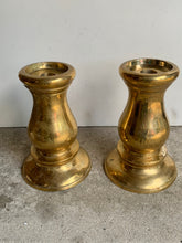 Load image into Gallery viewer, Pair of Vintage Brass, Bronze Patina Candlesticks - Freya's Trading Post