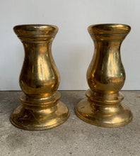 Load image into Gallery viewer, Pair of Vintage Brass, Bronze Patina Candlesticks - Freya's Trading Post