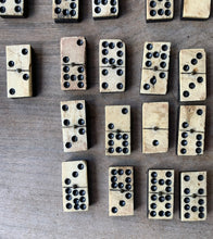Load image into Gallery viewer, A Great Rare Complete Set of 55 Double Nine Antique Ebony & Bone Dominoes with Original  Brass Pins and Dovetailed Wooden Box - Freya's Trading Post