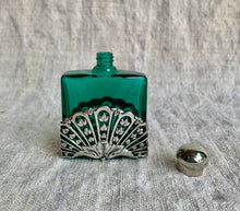 Load image into Gallery viewer, Beautiful Vintage First Impressions Green Perfume Bottle in an Art Nouveaux Style Design - Freya's Trading Post