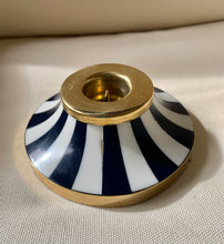 Load image into Gallery viewer, Super Stylish Pair of Navy and White Circus Candleholders - Freya's Trading Post