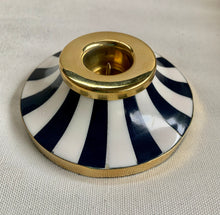 Load image into Gallery viewer, Super Stylish Pair of Navy and White Circus Candleholders - Freya's Trading Post