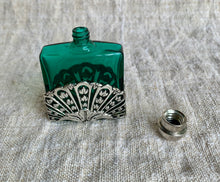 Load image into Gallery viewer, Beautiful Vintage First Impressions Green Perfume Bottle in an Art Nouveaux Style Design - Freya's Trading Post