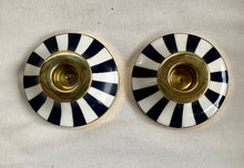 Load image into Gallery viewer, Super Stylish Pair of Navy and White Circus Candleholders - Freya's Trading Post