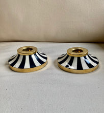 Load image into Gallery viewer, Super Stylish Pair of Navy and White Circus Candleholders - Freya's Trading Post