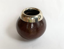 Load image into Gallery viewer, Vintage Handmade Decorative Gourd with Silver Metal Rim - Freya's Trading Post