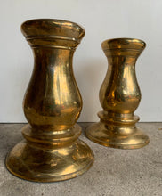 Load image into Gallery viewer, Pair of Vintage Brass, Bronze Patina Candlesticks - Freya's Trading Post