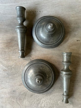 Load image into Gallery viewer, Charming Pair of Vintage Pewter Candlesticks
