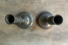 Load image into Gallery viewer, Charming Pair of Vintage Pewter Candlesticks
