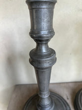 Load image into Gallery viewer, Charming Pair of Vintage Pewter Candlesticks
