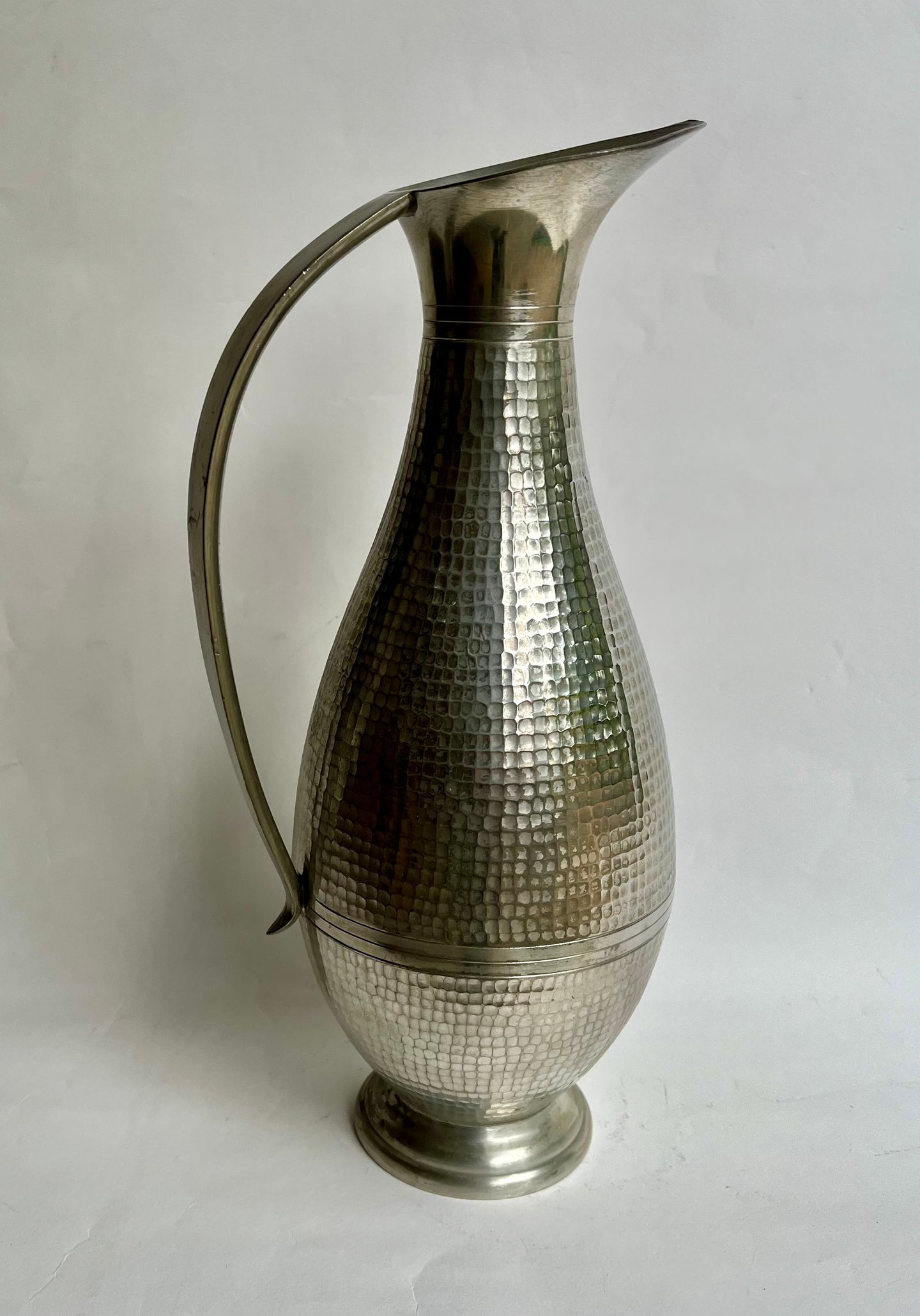 Stylish Vintage Selangor Hammered Effect Pewter Pitcher