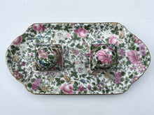 Load image into Gallery viewer, Beautiful Rare Vintage Crown Staffordshire ‘Thousand Flowers’ Design 2 Inkwell Pots - Freya&#39;s Trading Post
