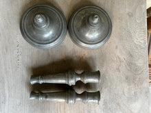 Load image into Gallery viewer, Charming Pair of Vintage Pewter Candlesticks
