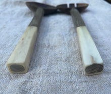 Load image into Gallery viewer, Hand Carved Wooden Salad Servers with Bone Handles - Freya's Trading Post
