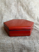Load image into Gallery viewer, Vintage Red Hexagonal Lacquered Finish Box
