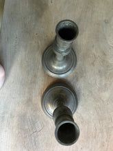 Load image into Gallery viewer, Charming Pair of Vintage Pewter Candlesticks
