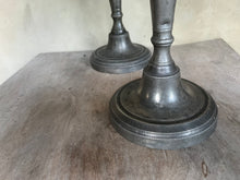 Load image into Gallery viewer, Charming Pair of Vintage Pewter Candlesticks
