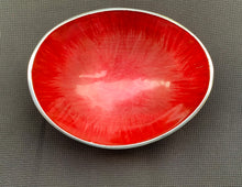 Load image into Gallery viewer, Vintage Stylish Red Enamel and Silver Plated Dish
