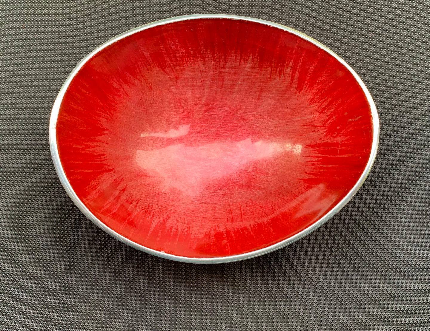 Vintage Stylish Red Enamel and Silver Plated Dish