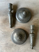 Load image into Gallery viewer, Charming Pair of Vintage Pewter Candlesticks
