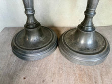 Load image into Gallery viewer, Charming Pair of Vintage Pewter Candlesticks
