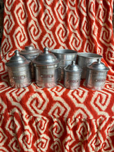 Load image into Gallery viewer, Vintage Set of 7 1950s French Aluminum Storage Canisters - Freya&#39;s Trading Post
