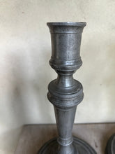 Load image into Gallery viewer, Charming Pair of Vintage Pewter Candlesticks
